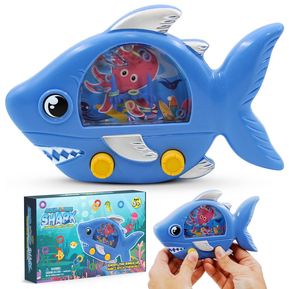 YoYa Toys Aqua Rings Shark Handheld Game for Kids - Retro & Nostalgic Car Activity - Portable Travel Game - Great Shark Gift & Party Favors