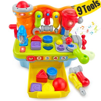 SunnyPal Toys for 1 Year Old Boy Birthday Gift, 9 in 1 Multifunction Music Workbench Learning Toy for Toddlers 1-3, Baby Toys 12-18 Months with Early Educational Sound Shape, Easter Basket Stuffers