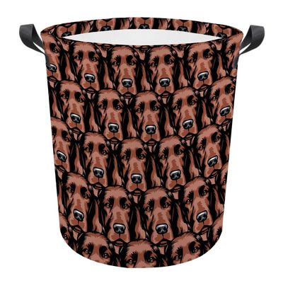 MALIHONG Mash Face Laundry Basket with Handle Irish Setter Dog Face Animal Fodable Canvas Laundry Hamper Waterproof Fabric Toy Box Clothes Storage Basket Organizer for Bedroom Nursery