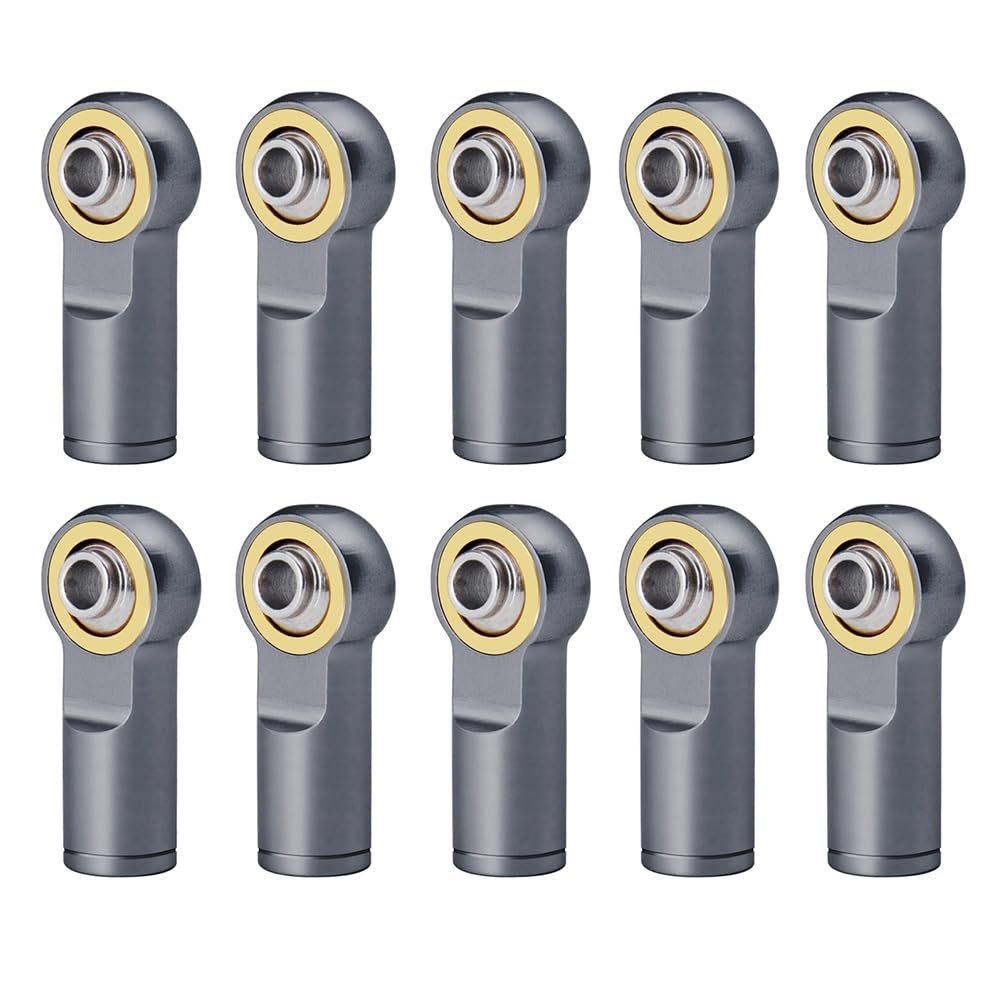 10Pcs Aluminum Alloy M4 Link Rod Ball Ends Head CCW for Traxxas TRX4 TRX-4 Axial SCX10 II 90046 1/10 RC Crawler Car Part (Color : Titanium 10pcs)