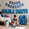 10th Birthday Decorations for Boys Girls, Double Digits 10th Birthday Balloon Happy 10th Birthday Banner Jumbo Number 10 Foil Balloons for 10 Years Old Boys Girls Sons Daughter (10th Blue) view 2