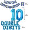10th Birthday Decorations for Boys Girls, Double Digits 10th Birthday Balloon Happy 10th Birthday Banner Jumbo Number 10 Foil Balloons for 10 Years Old Boys Girls Sons Daughter (10th Blue) view 4