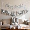 10th Birthday Decorations for Boys Girls, Double Digits 10th Birthday Balloon Happy 10th Birthday Banner Jumbo Number 10 Foil Balloons for 10 Years Old Boys Girls Sons Daughter (10th Silver) view 1