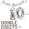 10th Birthday Decorations for Boys Girls, Double Digits 10th Birthday Balloon Happy 10th Birthday Banner Jumbo Number 10 Foil Balloons for 10 Years Old Boys Girls Sons Daughter (10th Silver) view 3