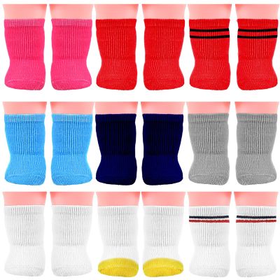 Zhanmai 9 Pairs Mini Doll Socks Accessories for American 18 Inch Doll Socks Clothes for Accessories Multicolored(Simple)