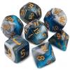 CiaraQ DND Polyhedral Dice Set with Dice Bag for Dungeons and Dragons RPG MTG Role Playing Table Games (Cyan Mixed White + Gold Font) view 1
