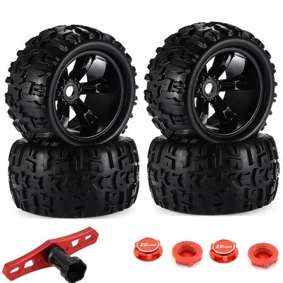 Havcybin 17mm Hex Wheels and Tires Set 1:8 Off Road RC Car Monster Truck Tyre with Foam Inserts Mounted(4-Pack) (8477)