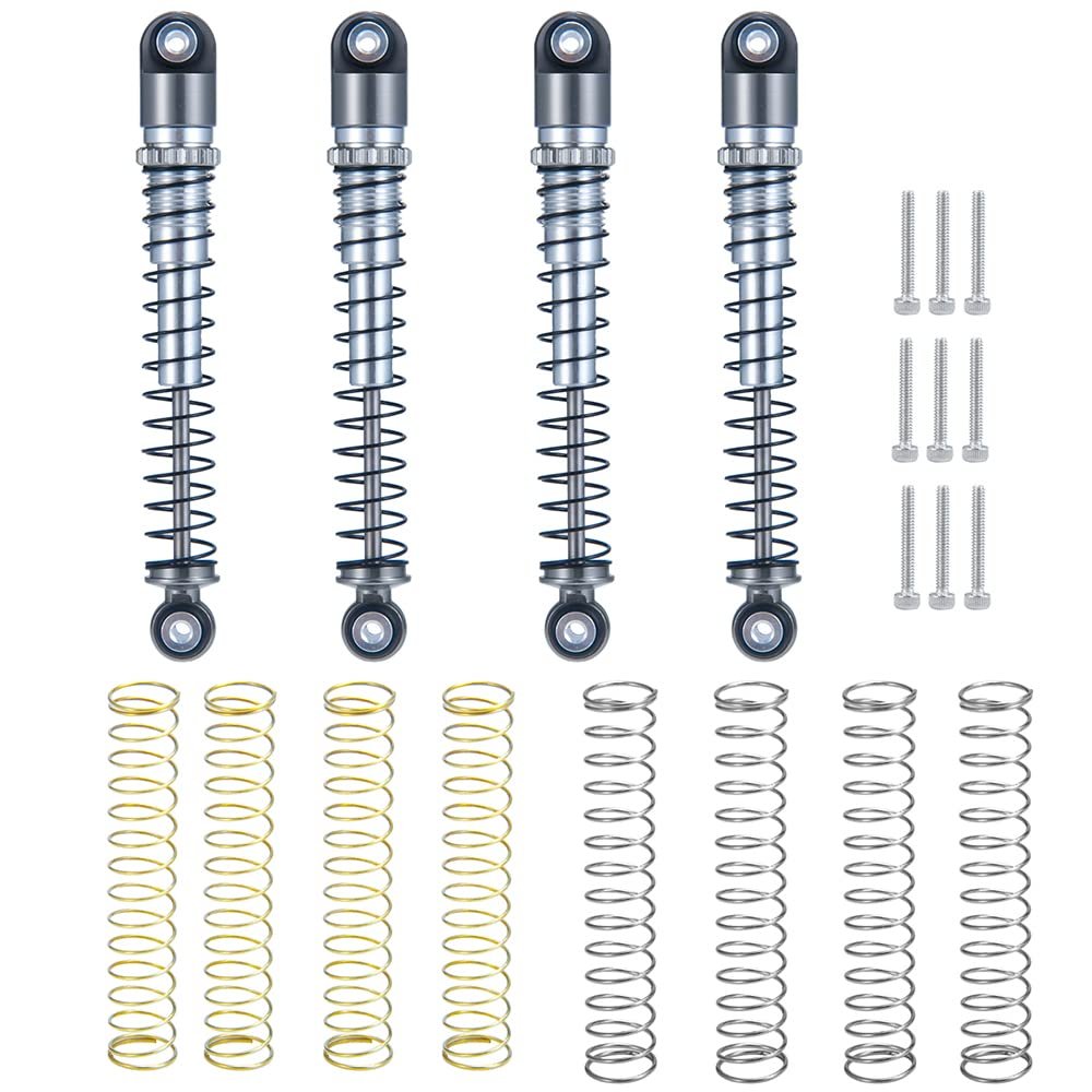 RC-Hub 4Pcs Aluminum Threaded Shock Absorber Damper 48mm for 1/24 Axial SCX24 90081 AXI00001 AXI00002 AXI00004 AXI00005 AXI00006 RC Crawler Car (Titanium Grey)