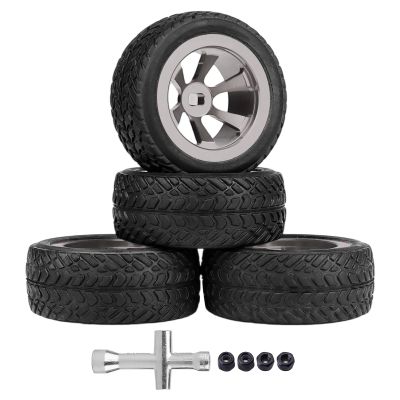 AllinRC RC Tires and Wheel Rims Pre-glued Compatible with WLtoys K969 K989 P929 1/28 RC Drift Racing Car Off Road Buggy (Gray)