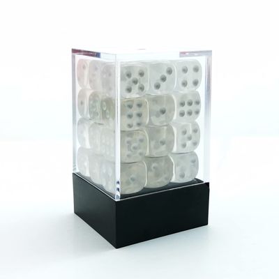 Bescon 12mm 6 Sided Dice 36 in Brick Box, 12mm Six Sided Die (36) Block of Dice, Clear Dice with White Pips