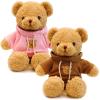 Aoriher 2 Pieces Valentine's Day Stuffed Bears Animal Plush Gifts Prom 11.8 Inch Soft Bear Clothes Bear Plush for Newlyweds Mom Grandma Women Baby Shower Party Favor view 1