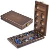 AMEROUS Wooden Mancala Board Game Set with 72+8 Bonus Multi Color Glass Stones - Folding Board - Mancala Instructions, Classic Family Board Game for Kids Adults, Tabletop Version view 1