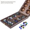 AMEROUS Wooden Mancala Board Game Set with 72+8 Bonus Multi Color Glass Stones - Folding Board - Mancala Instructions, Classic Family Board Game for Kids Adults, Tabletop Version view 2