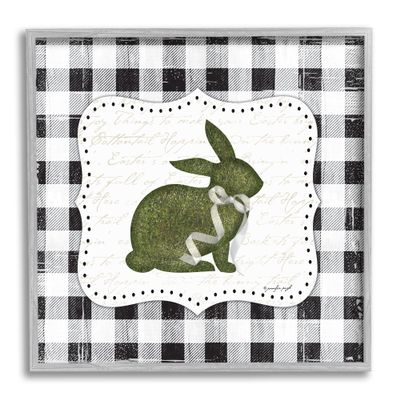 Stupell Industries Festive Easter Bunny Ribbon Spring Plaid Pattern, Design by Jennifer Pugh