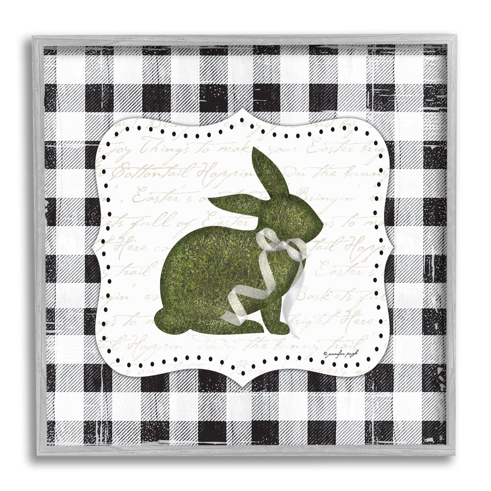 Stupell Industries Festive Easter Bunny Ribbon Spring Plaid Pattern, Design by Jennifer Pugh