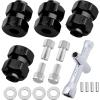 AllinRC Extended Wheel Hubs 7mm Hex Extension & Cross Wrench Upgrades for Axial SCX24 1/24 RC Crawler Car (Black) view 4