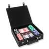 100 Piece Poker Chip Set with Personalized Case, Includes 2 Decks of Cards and 5 Dice, Laser Engraved Custom Faux Leather Poker Box (Black/Silver) view 1