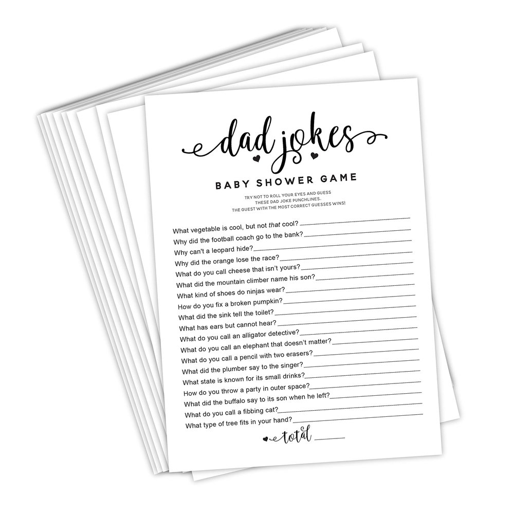 50 Pack Baby Shower Games - Fun Dad Joke Game - Great for Baby Shower, Baby Sprinkle, or Any Party!