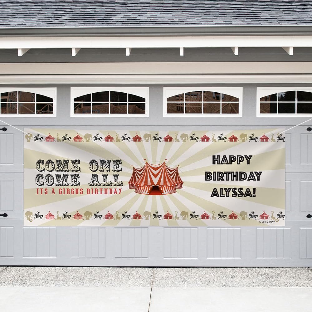 8ft Personalized Circus Birthday Giant Banner Party Decorations