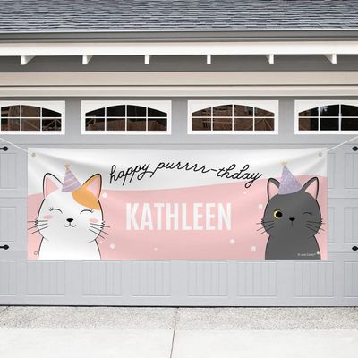 8ft Personalized Kids Birthday Giant Banner - Cats
