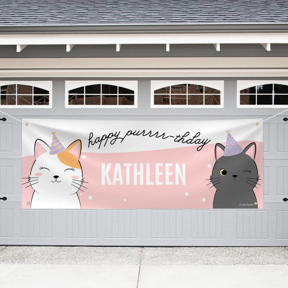 8ft Personalized Kids Birthday Giant Banner - Cats
