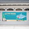 8ft Personalized Shark Birthday Party Garage Banner for Boys - Blue Shark 8 Ft. Banner view 1