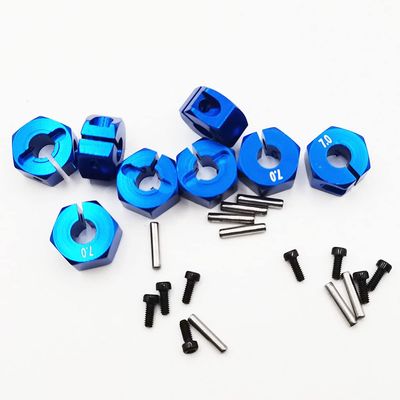 8 X Drive Wheel Hub Adapter 12mm Hex 7mm Thickness with Pins and Screws for RC 1/10 Slash 4x4 Hoss Stampede Rustler 4WD Upgrade Parts, Replacement for 1654 (Dark Blue)