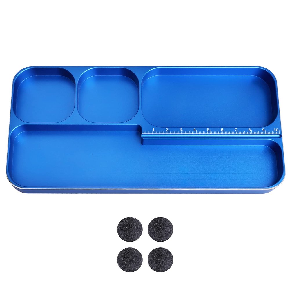 AllinRC Aluminum Screw Tray with Scale for 1/8 1/10 1/12 1/18 1/24 RC Truck Crawler Buggy Repair Tools Hardware Pallet