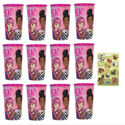 Barbie Dream Birthday Party Supplies Bundle Pack Includes 12 Plastic Reusable Cups