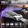 Remote Control Car RC Drift Car 1:16 Scale 4WD 18KM/H High Speed Model Vehicle 2.4GHz with LED Lights Spray Rubber Tire Racing Sport Toy for Adults Boys Girls Kids Gift 2Pcs Rechargeable Batteries view 2