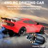 Remote Control Car RC Drift Car 1:16 Scale 4WD 18KM/H High Speed Model Vehicle 2.4GHz with LED Lights Spray Rubber Tire Racing Sport Toy for Adults Boys Girls Kids Gift 2Pcs Rechargeable Batteries view 3