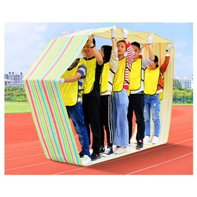 Playing Run Mat Outdoor Adult Multiplayer Toys, Teamwork Game Props, Birthday Game for Home Backyard Carnival Party (Color : Colorful Stripes, Size : Aldult 11m)