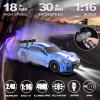 Remote Control Car RC Drift Car 1:16 Scale 4WD 18KM/H High Speed Model Vehicle 2.4GHz with LED Lights Spray Rubber Tire Racing Sport Toy for Adults Boys Girls Kids Gift 2Pcs Rechargeable Batteries view 2