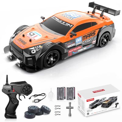 Desdoni Remote Control Car RC Drift Car 1/16 Scale 4WD with LED Lights 2.4ghz 18km/H Rechargeable High Speed Drift Racing Sport Toy for Adults Boys Girls Kids Gift 2pcs Batteries and Extra Tires