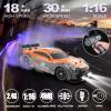 Desdoni Remote Control Car RC Drift Car 1/16 Scale 4WD with LED Lights 2.4ghz 18km/H Rechargeable High Speed Drift Racing Sport Toy for Adults Boys Girls Kids Gift 2pcs Batteries and Extra Tires view 2