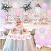 Fangleland First Trip Around The Sun Birthday Decorations, Girls Pink Space One High Chair Banner & Cake Toppers, Galaxy Happy Birthday Garland and Moon Star Foil Balloons for 1st Party Supplies view 3