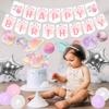 Fangleland First Trip Around The Sun Birthday Decorations, Girls Pink Space One High Chair Banner & Cake Toppers, Galaxy Happy Birthday Garland and Moon Star Foil Balloons for 1st Party Supplies view 4