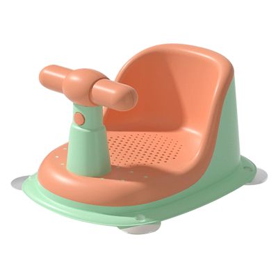 Baby Bathtub Seat, Non Suction Cup for Girls Kids Over 6 Months, Green Orange