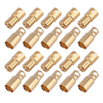 Nuofany 10 Pairs Gold-Plated 6.0MM Banana Plug Bullet Connector