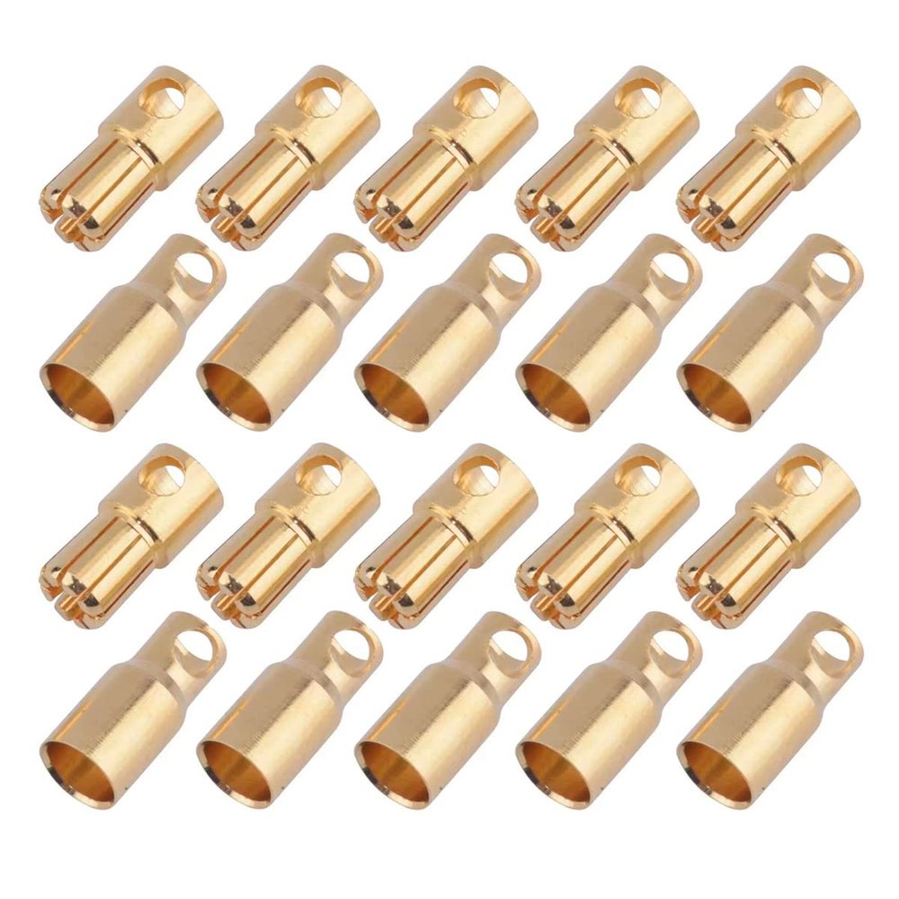Nuofany 10 Pairs Gold-Plated 6.0MM Banana Plug Bullet Connector