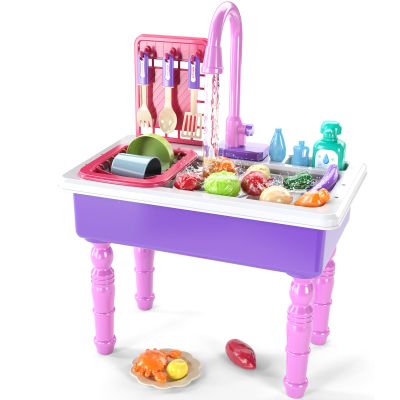 SmartChef Play Kitchen Sink Toys, Electric Dishwasher Playing Toy with Running Water, Play Food & Tableware Accessories, Kitchen Set Toys, Role Play Sink Set for Toddlers Kids Boys Girls