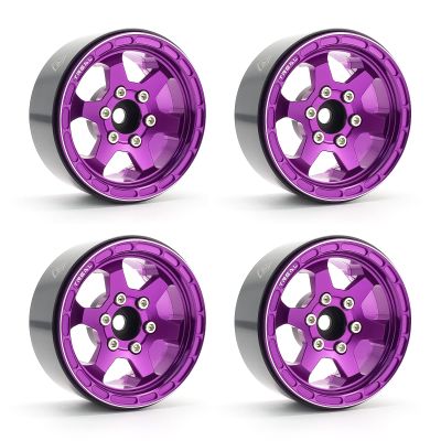 TREAL 1.9 Beadlock Wheels 1.9 inch Wheels (4P) CNC Machined for 1:10 RC Crawlers Axial SCX10 III TRX4 Redcat Gen8-Type H(Purple)