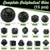 AUSTOR 15 Pieces Complete Polyhedral Dice Set D3-D100 Game Dice Set with a Leather Drawstring Storage Bag for Role Playing Table Games(Black & Green) view 2