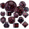 AUSTOR 15 Pieces Complete Polyhedral Dice Set D3-D100 Game Dice Set with a Leather Drawstring Storage Bag for Role Playing Table Games(Black & Red) view 1
