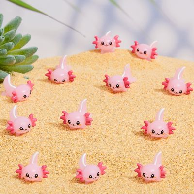 Lewtemi 12 Pieces Mini Resin Axolotl Charm Axolotl Tiny Animal Figurine Gifts Miniature Garden Landscape Aquarium Dollhouse Ornament Potted Plants Decoration DIY Crafts (Pink)