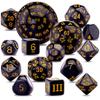 AUSTOR 15 Pieces Complete Polyhedral Dice Set D3-D100 Game Dice Set with a Leather Drawstring Storage Bag for Role Playing Table Games(Black & Yellow) view 1