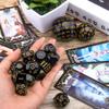 AUSTOR 15 Pieces Complete Polyhedral Dice Set D3-D100 Game Dice Set with a Leather Drawstring Storage Bag for Role Playing Table Games(Black & Yellow) view 3