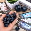 AUSTOR 15 Pieces Complete Polyhedral Dice Set D3-D100 Game Dice Set with a Leather Drawstring Storage Bag for Role Playing Table Games(Black & Blue) view 3