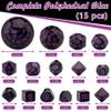 AUSTOR 15 Pieces Complete Polyhedral Dice Set D3-D100 Game Dice Set with a Leather Drawstring Storage Bag for Role Playing Table Games(Black & Purple) view 2
