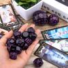 AUSTOR 15 Pieces Complete Polyhedral Dice Set D3-D100 Game Dice Set with a Leather Drawstring Storage Bag for Role Playing Table Games(Black & Purple) view 3